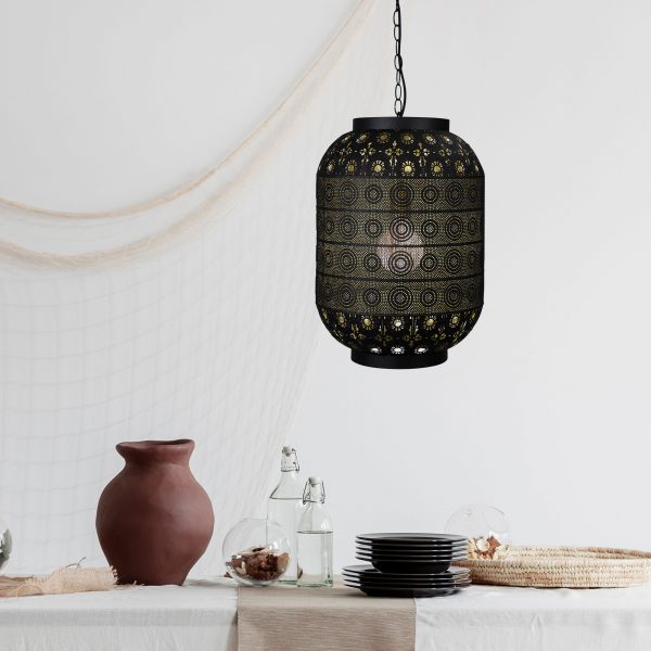 Artisan Black Metal Pendant with Gold Inner (Available in 2 Sizes)