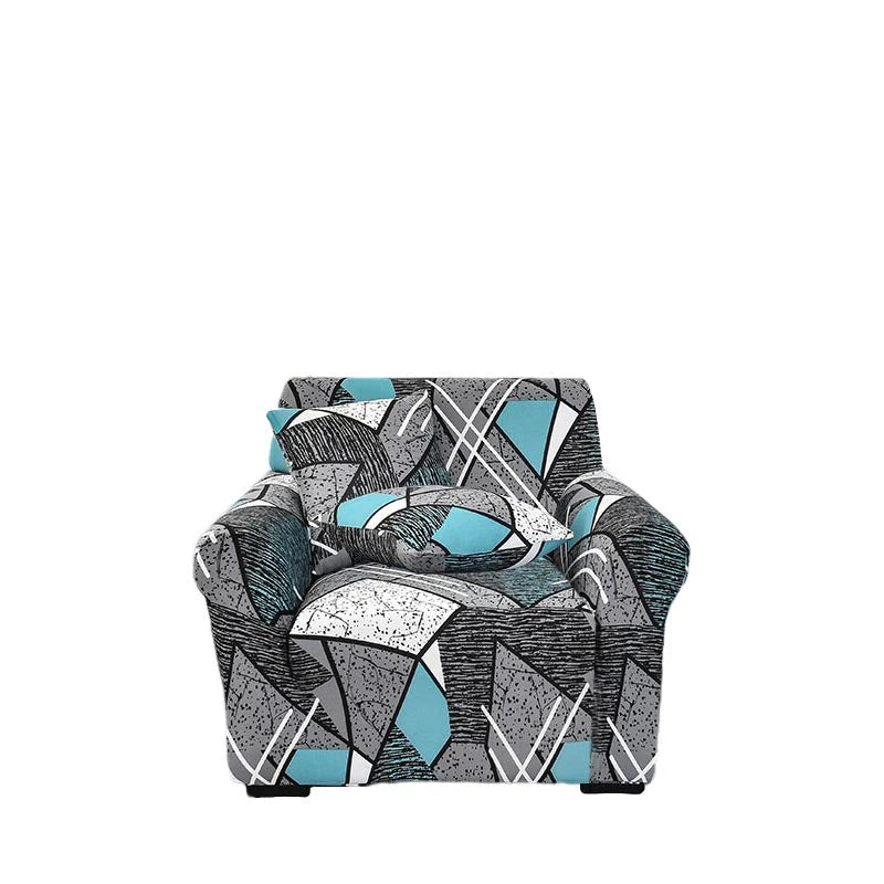 Artistic Grey Geometric Sofa Slipcover 1 - Seater