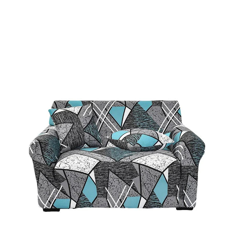Artistic Grey Geometric Sofa Slipcover 2 - Seater