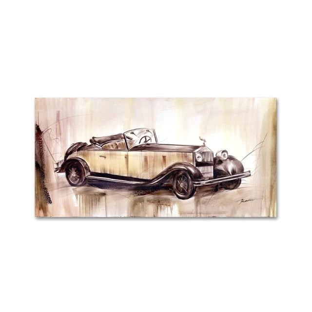 Artistic Printed Vintage Car Drawing Art