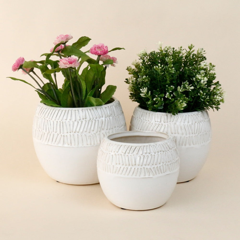 Artistic White Native Small Planter - Set of 6