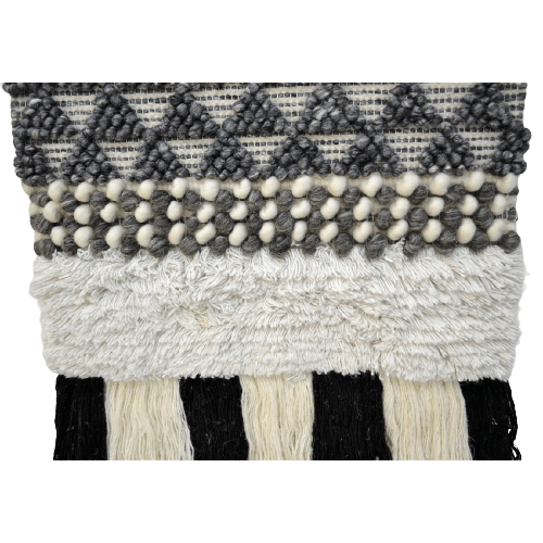 Artistic Woolen Wall Tapestry - Grey & Black