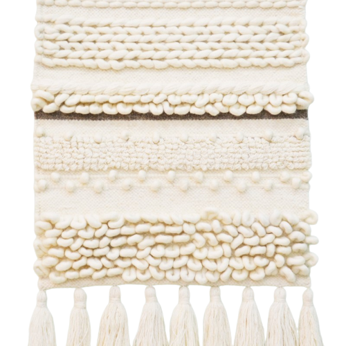 Artistic Woolen Wall Tapestry - Ivory & Brown