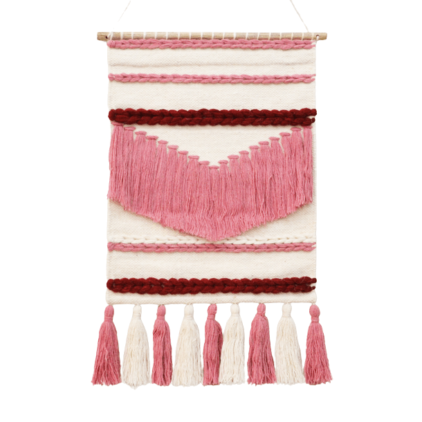 Artistic Woolen Wall Tapestry - Red & Pink