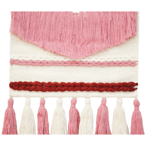 Artistic Woolen Wall Tapestry - Red & Pink