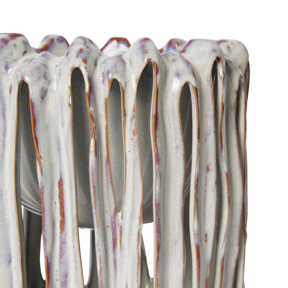 Attractive Striped Ellington Pot - White - Available in 2 Sizes