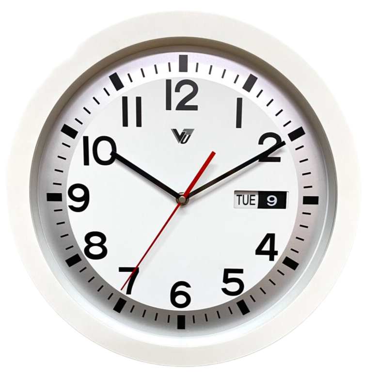 Automatic Jump Calendar Wall Clock 33cms - Available in 2 Colors