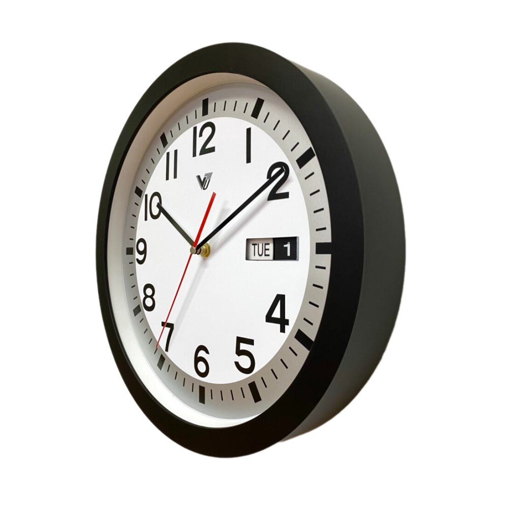 Automatic Jump Calendar Wall Clock 33cms - Available in 2 Colors