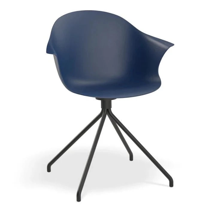 Azure Dark Blue Pyramid Base Dining Armchair