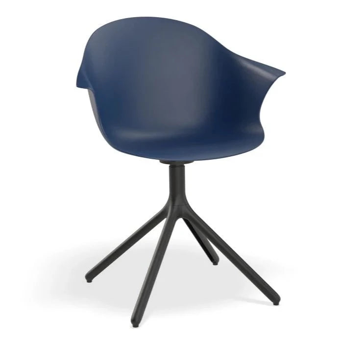Azure Dark Blue Seat Swivel Base Dining Armchair