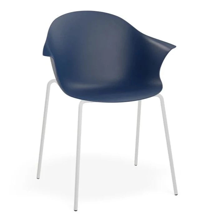 Azure Dark Blue Shell Seat 4 Post Base Dining Armchair