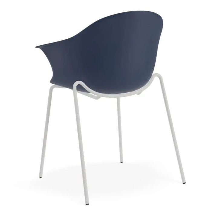 Azure Dark Blue Shell Seat 4 Post Base Dining Armchair