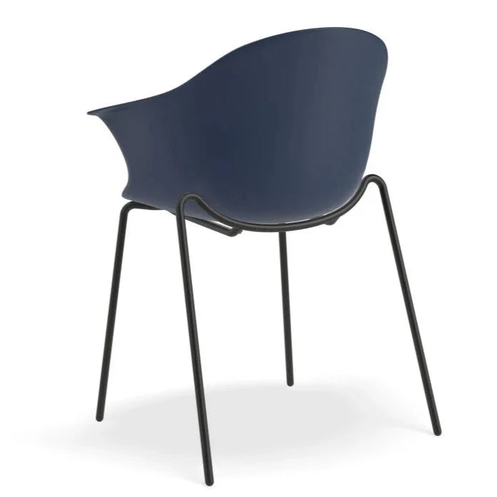Azure Dark Blue Shell Seat 4 Post Black Base Dining Armchair