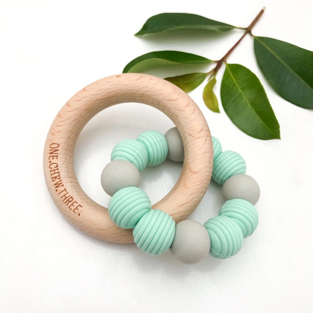 Personalised BEEHIVE Silicone and Beech Wood Teether (Available in 9 Colours)