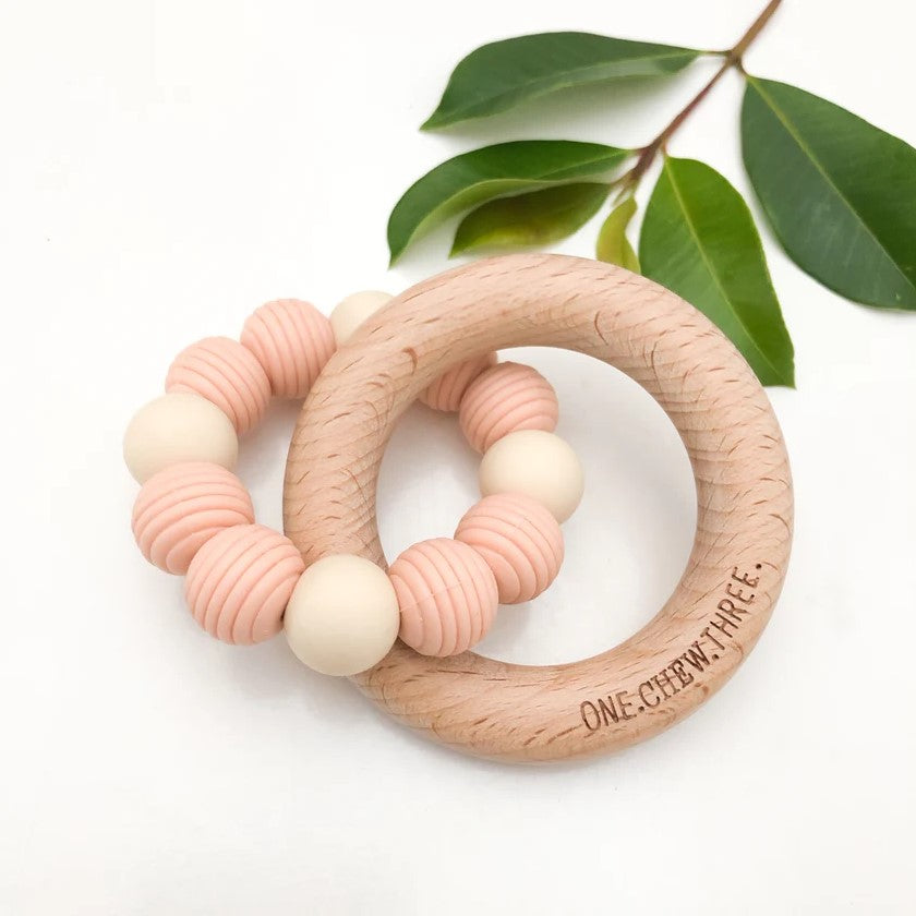 Personalised BEEHIVE Silicone and Beech Wood Teether (Available in 9 Colours)