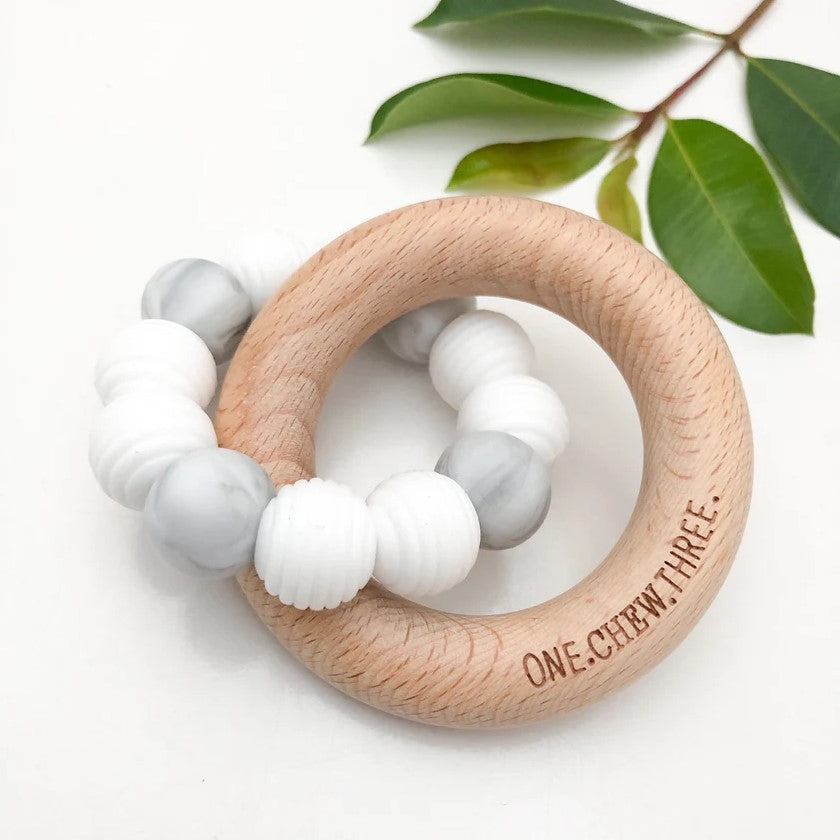 Personalised BEEHIVE Silicone and Beech Wood Teether (Available in 9 Colours)