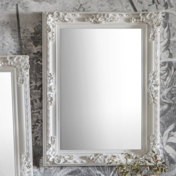 Baroque Sleek White Wooden Wall/Floor Mirror 114cms
