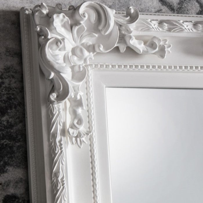 Baroque Sleek White Wooden Wall/Floor Mirror 114cms