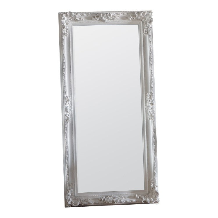 Baroque Sleek White Wooden Wall/Floor Mirror 170cms