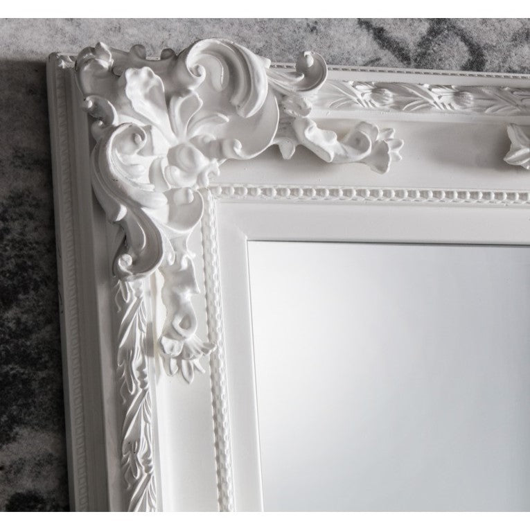 Baroque Sleek White Wooden Wall/Floor Mirror 170cms