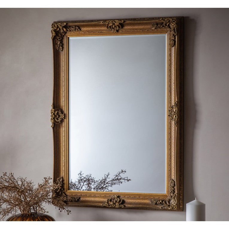 Baroque Wood Framed Wall / Floor Mirror - 109.5cms Gold