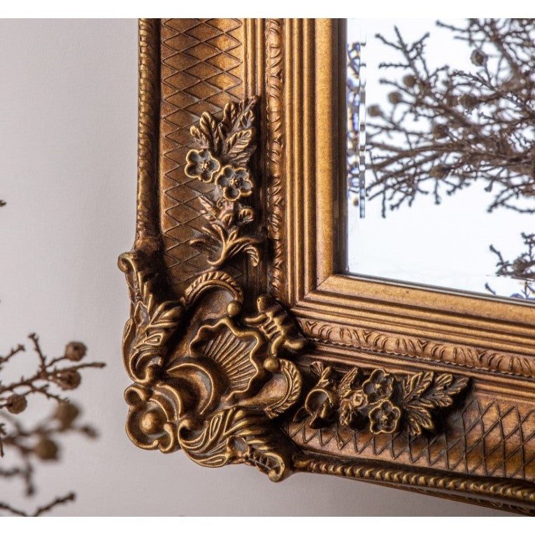 Baroque Wood Framed Wall / Floor Mirror - 109.5cms Gold