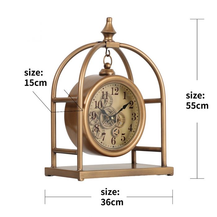 Basil Bedside Table Exposed Gear Movement Clock