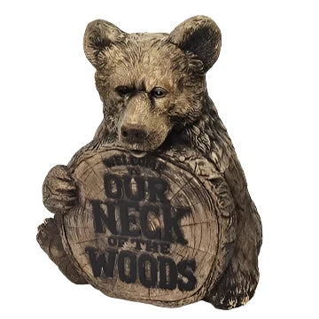 Bear Sign - 'Welcome to our Neck of the Woods' Rustic Garden Decor