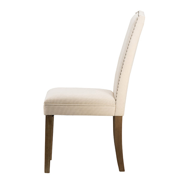 Beige Buttoned Back Armless Dining Chairs - Set of 2