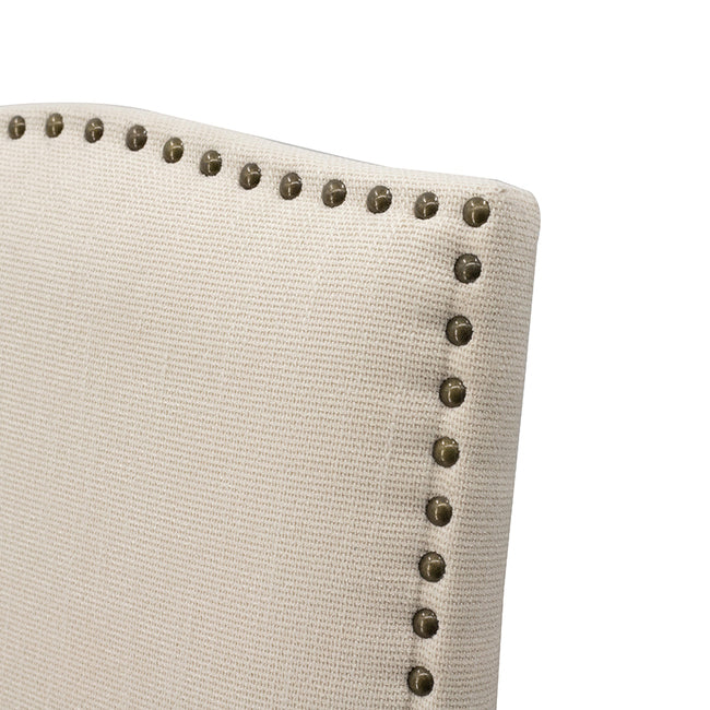 Beige Buttoned Back Armless Dining Chairs - Set of 2