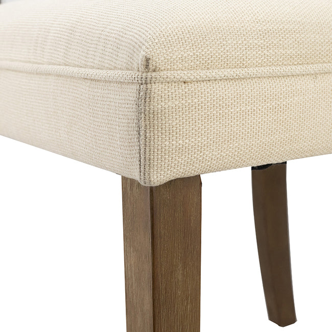 Beige Buttoned Back Armless Dining Chairs - Set of 2