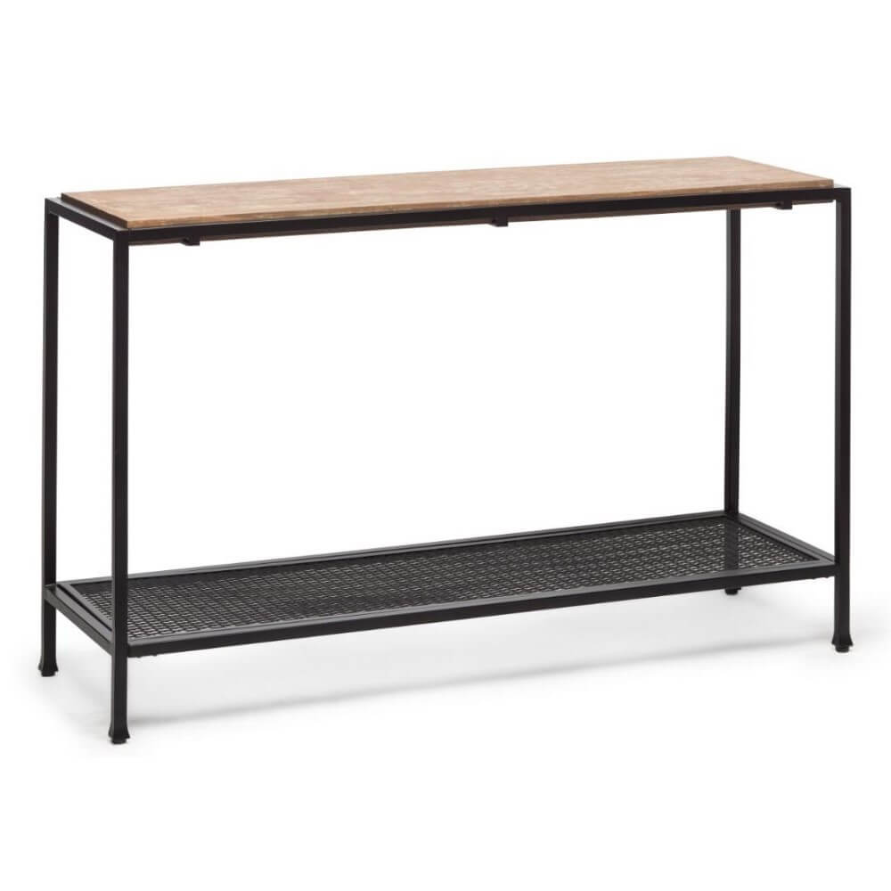 Black Console Table With Distressed Wood Top
