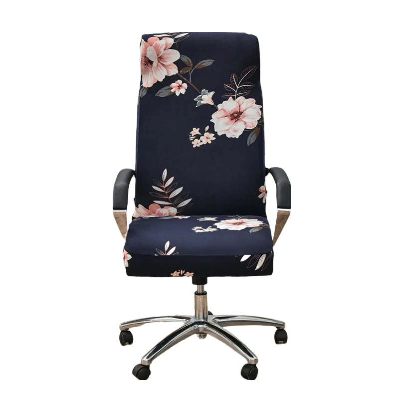 Black Floral Pattern Office Chair Cover