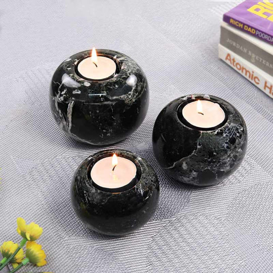 Black Marble Tealight Candle Holder - Set of 3