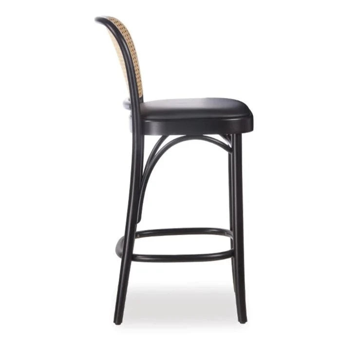 Black Padded Seat Cane Back High Stool (Available in 2 Sizes)
