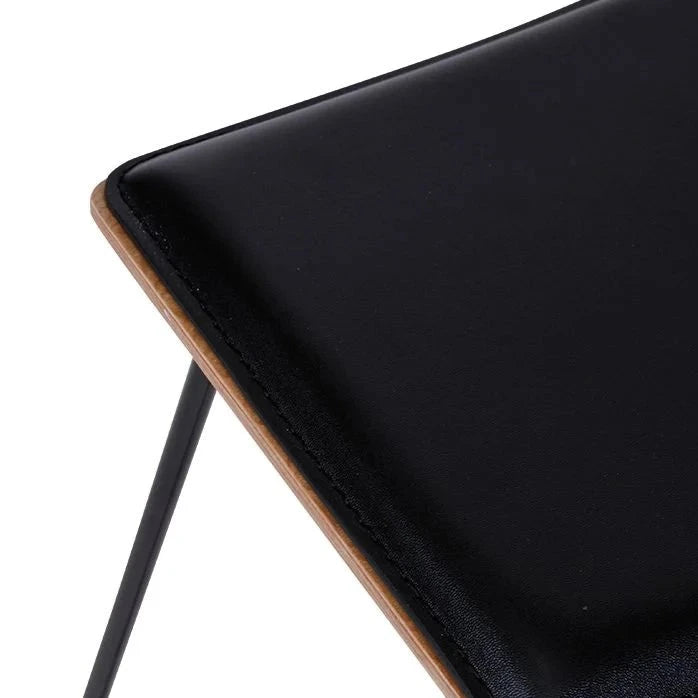 Black Padded Seat Steel Base Low Stool
