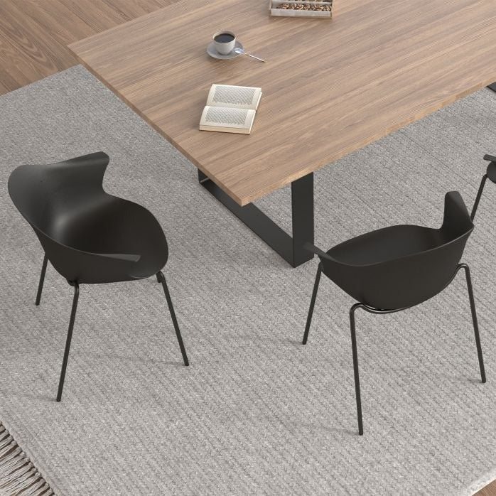 Black Pebble Shell Seat 4 Post Black Base Dining Armchair