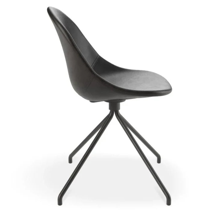 Black Rustic Leather Pyramid Base Dining Chair