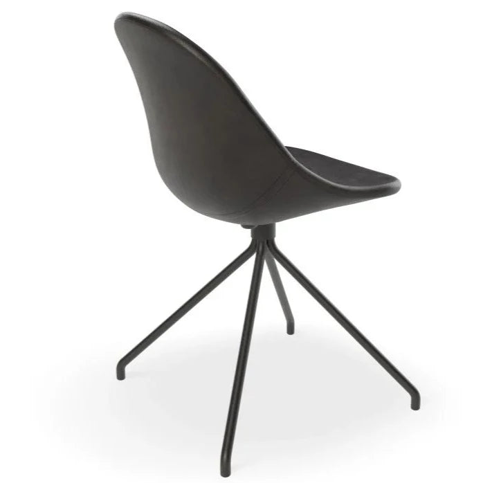 Black Rustic Leather Pyramid Base Dining Chair