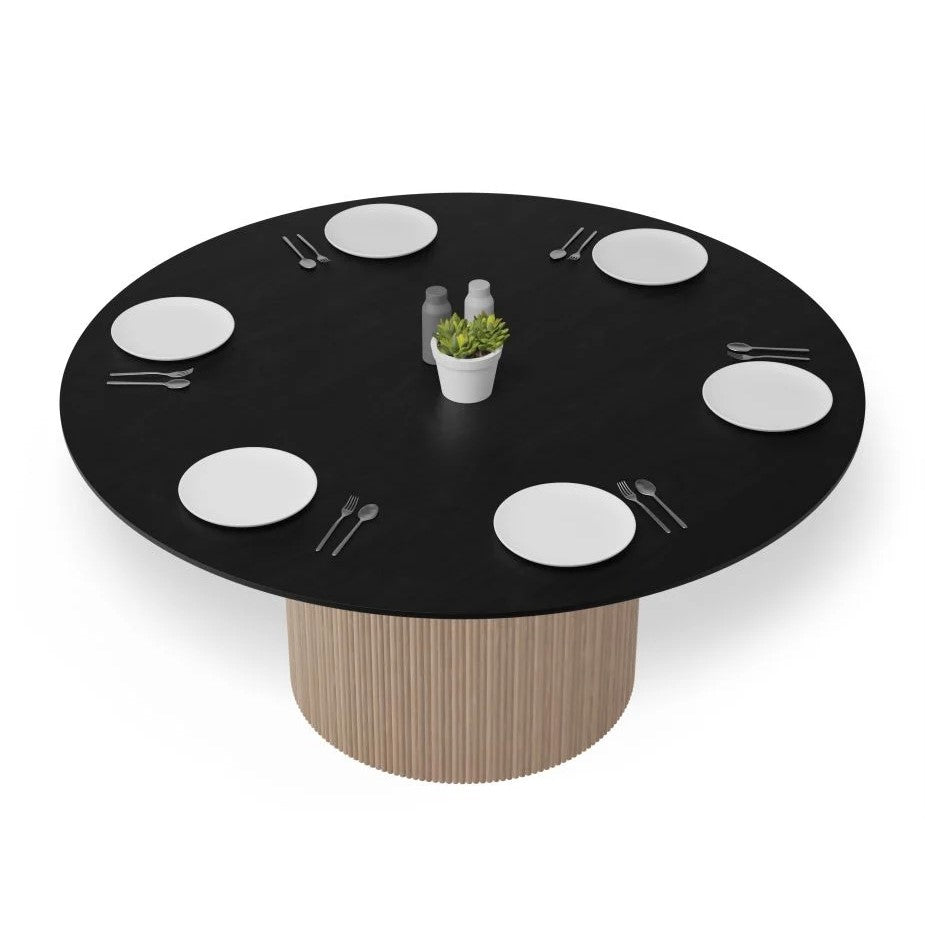 Black Wood Top Modern Dining Table (Available in 2 Sizes)