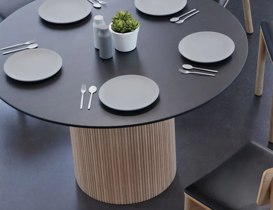Black Wood Top Modern Dining Table (Available in 2 Sizes)