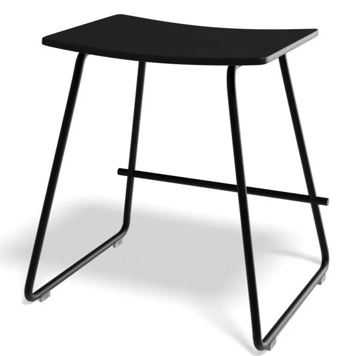 Black Wooden Steel Low Stool 47cms