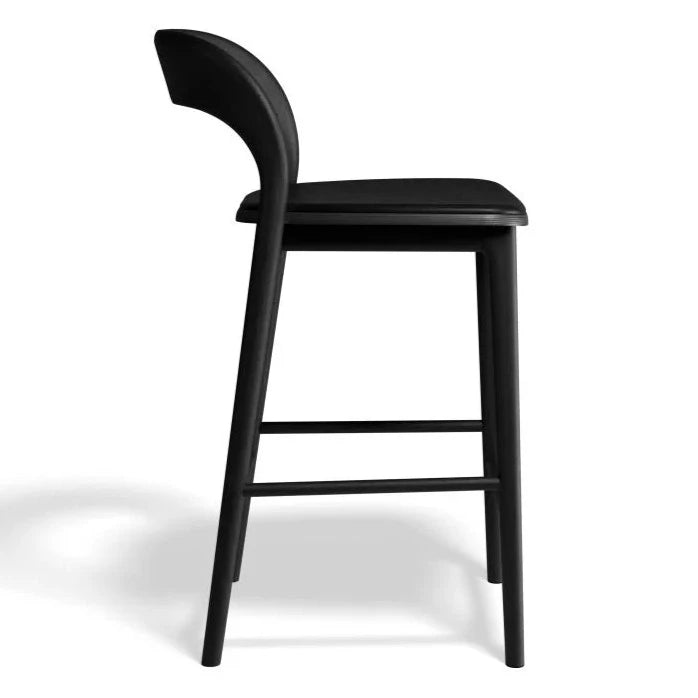 Black Woodland Padded High Stool 66cms (Available in 3 Colors)