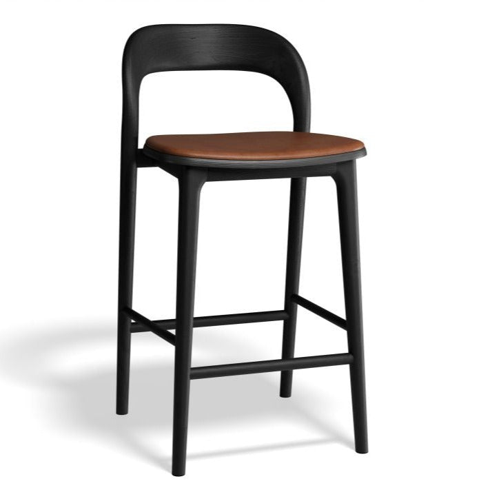 Black Woodland Padded High Stool 66cms (Available in 3 Colors)