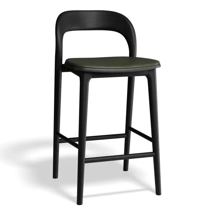 Black Woodland Padded High Stool 66cms (Available in 3 Colors)