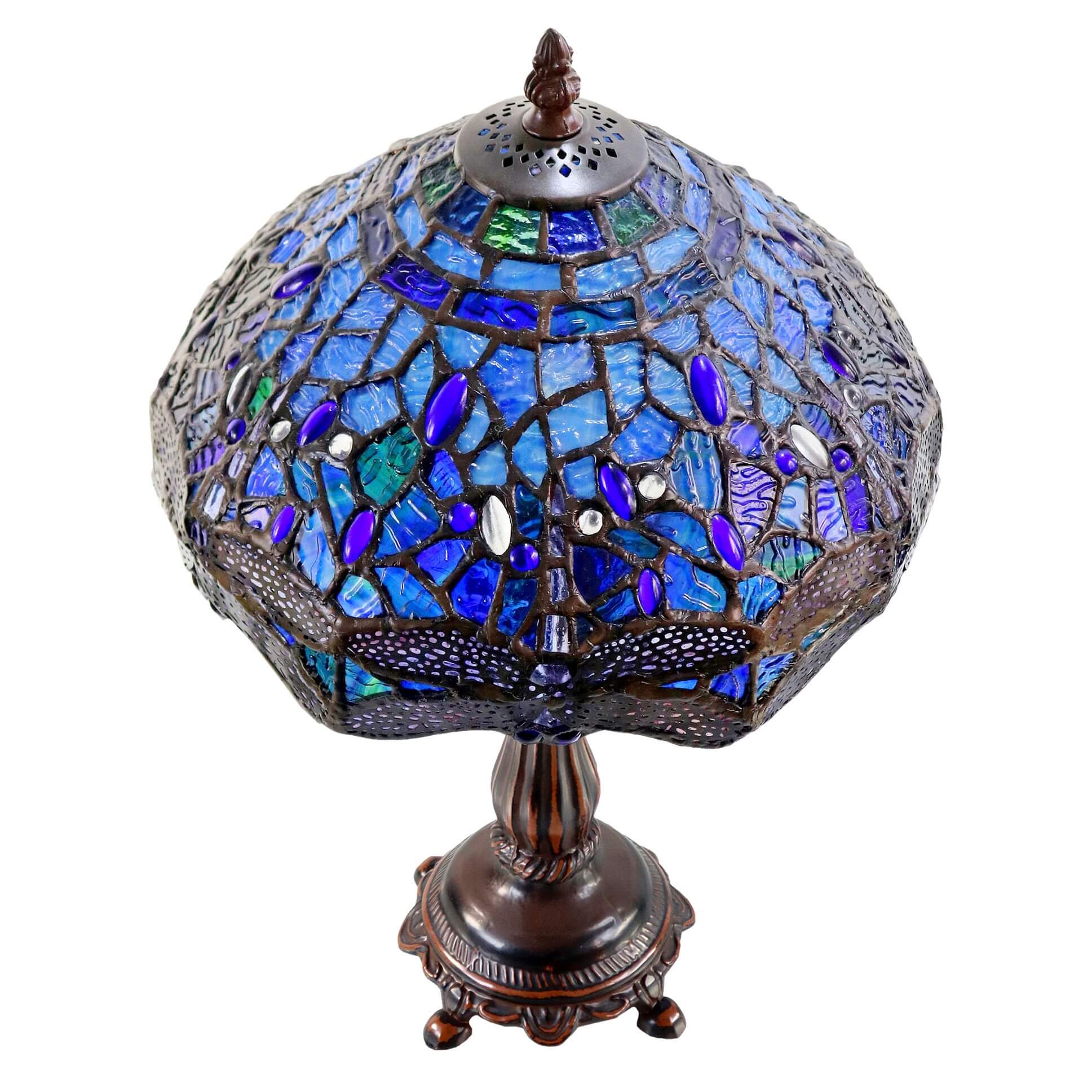 Blue Dragonflies Tiffany Stained Glass Table Lamp (Available in 2 Sizes)