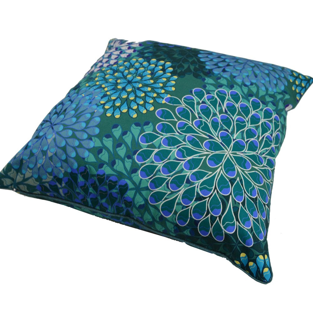 Blue Floral Skandi Cushion With Recycled Fill 45 X 45cms
