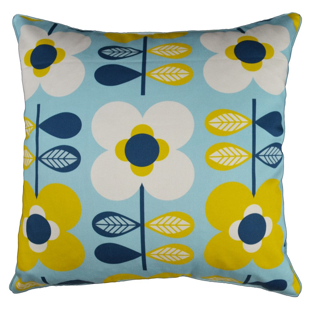 Blue Yellow Skandi Cushion With Recycled Fill 45 X 45cms