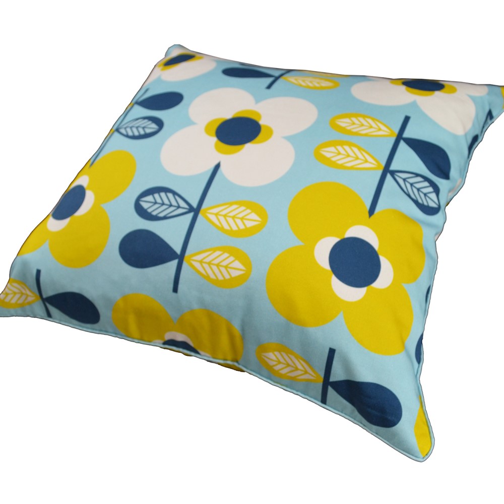 Blue Yellow Skandi Cushion With Recycled Fill 45 X 45cms