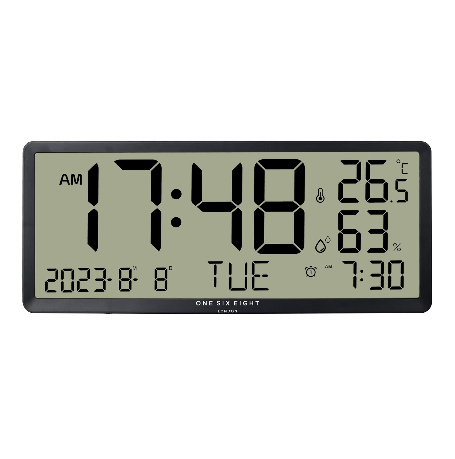 Bold Modern Style Wall or Table Black Digital Clock - 34cms